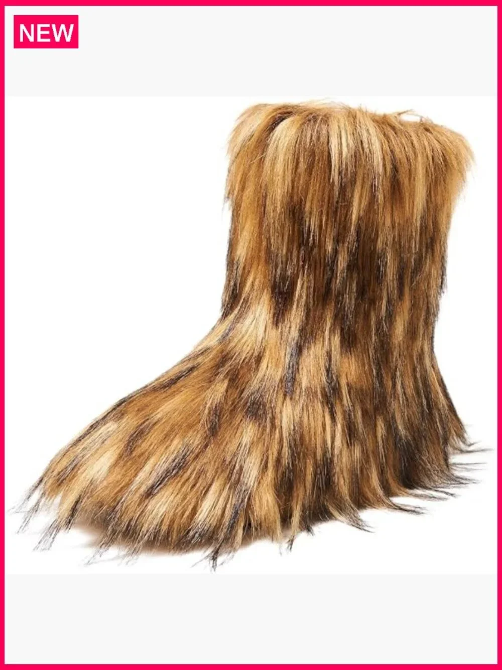 Faux Fur Mid-Calf Winter Snow Boots, Fleece Lined Warm Comfortable Boots